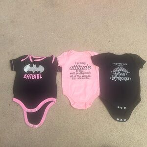 Bundle of 3 infant onesies mixed brands size 6-9 months